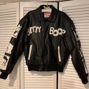 Rare 90’s Betty Boop Vintage Leather Bomber Jacket